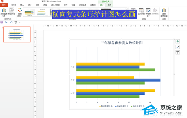 PPT如何绘制横向复式条形图？PPT画横向复式条形图的方法
